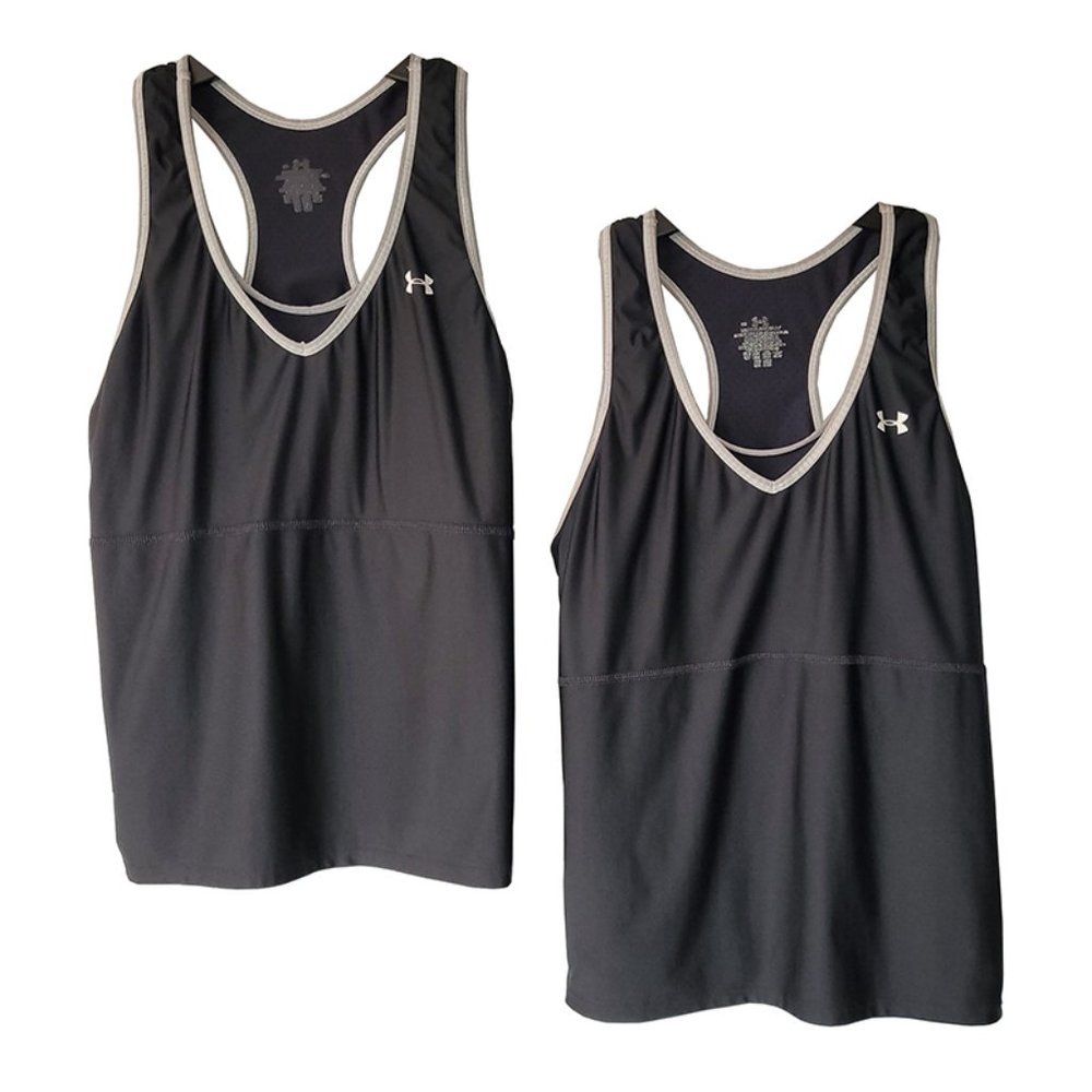 Set of Two Under Armour Layered-Look Tank Tops with Built-In Bra